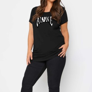 Camiseta de mujer de talla grande suelta de algodón transpirable Camiseta de mujer de Algodón 100% con tu propio logotipo - Product Image 1