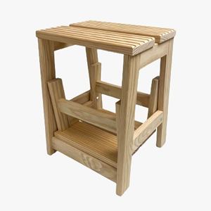 Sgabello in Legno a Due Gradini WELL HOME, Finitura Non Verniciata, 32x42x40 cm, Arredamento per la Casa - Product Image 3