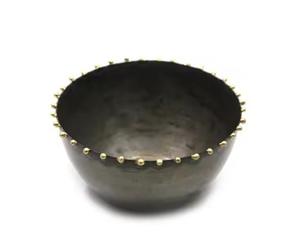 Nouveau design décoratif noir et or métal rond martelé bol de service ustensiles de cuisine bol de service salade de fruits bol de service - Product Image 1