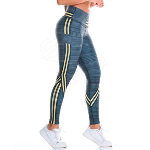 Pantalones de Yoga de fitness alto para mujer con logotipo personalizado Leggings transpirables para mujer para verano Estampado en la cintura - Product Image 5