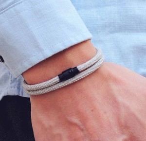 Men's Double Strand <b>Rope</b> <b>Bracelet</b>, Minimalist Cord <b>Bracelet</b>, Surfer <b>Bracelet</b> or Anklet, Waterproof <b>Rope</b> <b>Bracelet</b> in Colors - Product Image 1