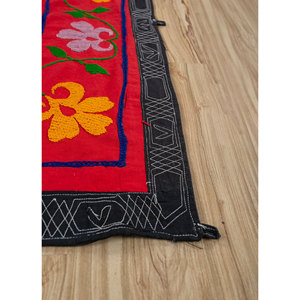 Tapis Jaipur en coton rouge et orange, motif abstrait américain, pour la décoration murale des occasions de mariage - Product Image 4