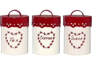 Set of 3 Custom Metal <b>Jar</b> <b>Airtight</b> white printed Canister Food Storage Container Tea Coffee <b>Jar</b> - Product Image 1