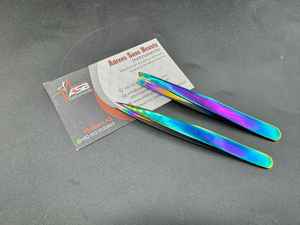 Pince à épiler à sourcils arc-en-ciel de haute qualité avec logo personnalisé Pince à épiler à sourcils pointu en acier durable Pochette à ciseaux incluse - Product Image 3