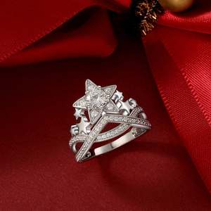 Anillo de Plata de Ley Jeulia con Estrella - Regalo Navideño Inspirado en la Naturaleza - Product Image 6