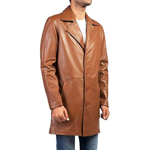 Premium Real Leather <b>Men's</b> <b>Long</b> Coat Slim Fit Outerwear Motorcycle Rider <b>Jacket</b> & Streetwear Fashion Style Winter - Product Image 4
