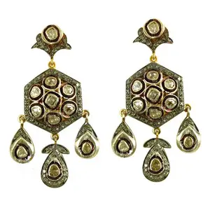 Pendientes de Diamantes Chapados en Oro Vintage para Mujer, Elegante Accesorio de Joyería - Product Image 3
