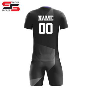 Maillot de football personnalisé kit de football maillot de football à séchage rapide ensemble d'uniformes de football maillot de football noir sublimé - Product Image 6