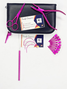 Pince d'extension de cheveux en acier inoxydable de couleur métallique rose professionnelle ensemble crochet aiguille outils de cheveux Kit d'accessoires durable - Product Image 4