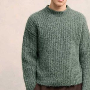 Pull tricoté à col rond respirant de haute qualité en coton avec logo personnalisé imprimé tricots d'hiver pour hommes approvisionnement ODM - Product Image 2