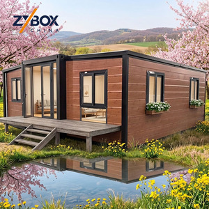 ZYBOX Grand 40ft Villa Modulaire Préfabriquée de Luxe à Grain de <span class=keywords><strong>Bois</strong></span>, <span class=keywords><strong>Maison</strong></span> Conteneur Pliable et Extensible pour les Marchés des États-Unis et d'Australie - Product Image 1