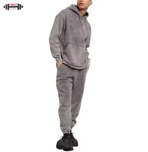 Ensembles de survêtements délavés à l'acide grande taille pour hommes pour l'hiver 100% coton Service OEM coupe-vent et à séchage rapide pour l'extérieur - Product Image 1