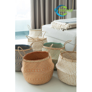 Enhance Your Home Environment: SEAGRASS BELLY <b>BASKETS</b> - Where Functionality Meets Eco-Friendly Design Storage <b>Plant</b> <b>Pot</b> - Product Image 6