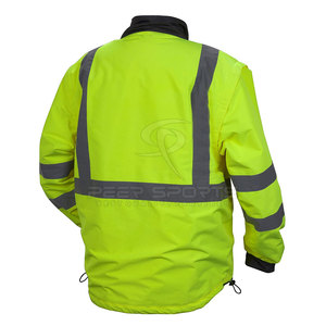 Men's Reflective Zippered <b>Jacket</b> Comfortable Collar Breathable and Safety Features for High Visibility - Product Image 2