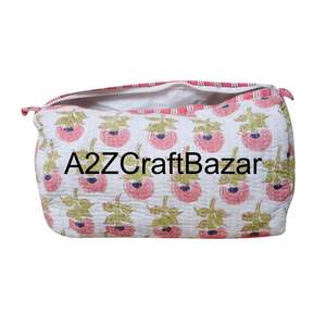 กระเป๋าเครื่องสำอางผ้าแคนวาสออร์แกนิคจาก A2ZCraftBazar เป็นมิตรกับสิ่งแวดล้อม พร้อมพู่ตกแต่ง ด้ามจับนุ่ม ซิปปิด  รับสั่งทำตามแบบ - Product Image 5