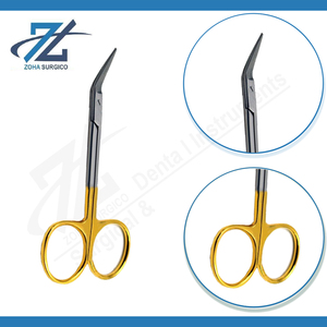 Tijeras de vendaje Inserto duro de carburo de tungsteno, Romo/romo 130mm de largo Instrumentos quirúrgicos curvos Fabricante de Pakistán - Product Image 3