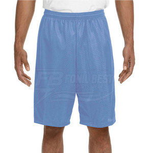 Shorts respirants en maille pour hommes, couleur unie, taille mi-haute élastique, séchage rapide, bleu clair, 100 % polyester, tissu tricoté, service OEM - Product Image 1