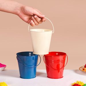 Seau en métal au design étonnant avec poignée multi-couleurs pour la décoration de jardin à la maison Seaux à usage multiple - Product Image 2