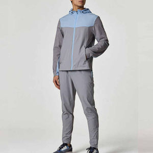 Wholesale Men Sweatsuit Training & Jogging <b>Jacket</b> Windbreaker Jogger Nylon Customized logo <b>Workout</b> Two Piece Set Tracksuit - Product Image 1