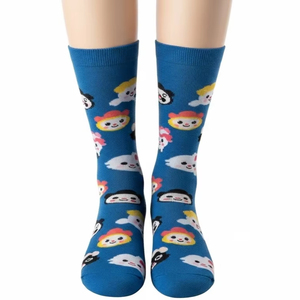 Calcetines de Mujer Transpirables de Punto de Poliéster y Algodón, Suaves y Elásticos con Estampado de Flocado, Cómodos para Uso Diario, Calcetines de Moda para Mujer - Product Image 1