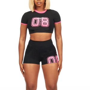 Ensemble T-shirt et short confortable pour l'été, tenue assortie en deux pièces, T-shirt et short pour femmes, tenue d'été respirante et décontractée - Product Image 3