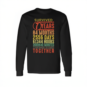 เสื้อยืดแขนยาววินเทจสำหรับคู่รักฉลองครบรอบแต่งงาน 7 ปี เสื้อยืดโปรโมชั่นสำหรับการเฉลิมฉลองครบรอบ 7 ปี - Product Image 2