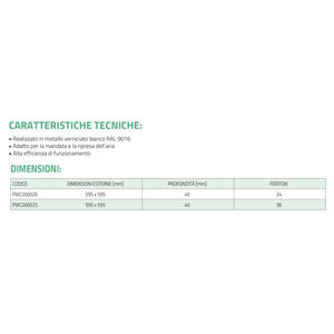Diffuseur d'air carré hélicoïdal en métal peint blanc Tecnosystemi DEA avec 24/36 fentes et grilles pour climatiseur - Product Image 3