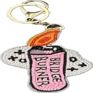 Seed Beads Embroidery Keychain Colorful Handmade Decorative <b>Accessories</b> Stylish Seed Beaded Keychain Handmade Embroidery Bag - Product Image 3
