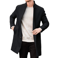 Traje de Invierno para Hombre, Abrigo de Lona con Forro Polar, Cuello Redondo, Color Sólido, Abrigo Largo Reversible con Piel de Zorro, Antiarrugas