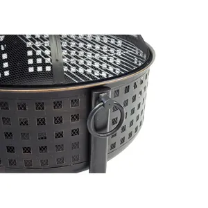 Foyer moderne fait à la main en acier corten avec support intégré pour le bois de chauffage, fini par Zahid Exports en Inde - Product Image 2