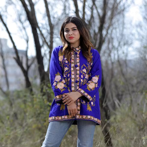 Suzani แจ็กเก็ตผ้าฝ้ายทำด้วยมือสไตล์อินเดียสำหรับผู้หญิงเสื้อแจ็คเก็ตปักลายดอกไม้สไตล์โบฮีเมียนสำหรับฤดูหนาว - Product Image 1