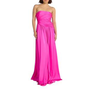 Abito da sera Safiyaa Victoire senza spalline in raso, abito da ballo formale con fiocco e perle, lunghezza al pavimento, romantico, disponibile in rosa - Product Image 1