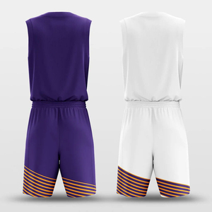 Maillot de basket-ball réversible à séchage rapide de qualité supérieure, design uniforme pour hommes, personnalisable pour les jeunes, maille violette et blanche - Product Image 4