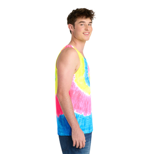 Fashion <b>Tie</b> Dye Tank for Men Vibrant <b>Yellow</b> Pink & Blue Spiral Print Comfortable Fit Custom Logo Clothing Manufacturer - Product Image 4