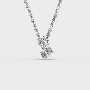 จี้เพชรสองเม็ดทรงแอสเชอร์และทรงวงรี ทำจากทอง 9K สีเหลือง / ขาว / โรสโกลด์ - Product Image 5