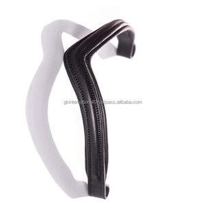 Bande de front de cheval en cuir rembourrée en forme de V surélevée unie avec coutures solides et boucles personnalisées bande de front de bride - Product Image 2