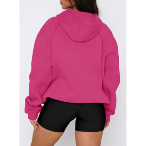 OEM personalizado bordado Color bloque Sudadera con capucha Streetwear alta calidad deporte gimnasio polar pulóver 100% algodón Sudadera con capucha de gran tamaño de las mujeres - Product Image 3