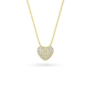 Collier pendentif cœur en or jaune massif 18 carats avec diamants de laboratoire, exquis et tendance, pour femme, mariage, mariée - Product Image 1