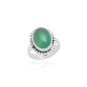 Vêtements de fête forme ovale vert Onyx conceptions classiques 925 superposition en argent sterling Boho anneaux Vintage femmes bijoux pour les détaillants