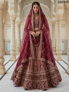Mariée Lehenga Choli avec double dupatta motif fantaisie dentelle travail détails fil broderie Chapat Zari travail - Product Image 5