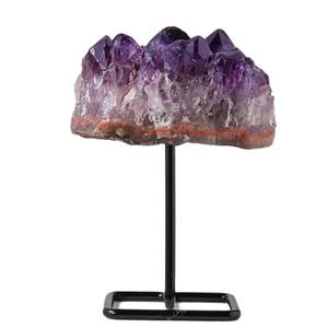 Racimo de amatista natural con soporte de piedras preciosas de la India para decoración del hogar - Product Image 1