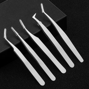 Venta al por mayor pinzas de color plata maquillaje cerámica Chef Acero inoxidable pestañas herramienta pinzas - Product Image 2