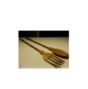 Meilleur ensemble cuillère fourchette en bois de 2 couverts à salade ensemble d'ustensiles de cuisine en bois d'acacia fournitures et articles de table de qualité supérieure personnalisés - Product Image 1