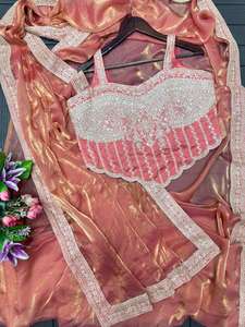 Sari de Mujer Listo para Usar, el Más Hermoso y Atractivo, con Bordado de Lentejuelas de Satén Pesado, en Existencia, Fabricante de Surat - Product Image 4