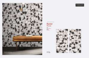 Carreaux de porcelaine émaillée de qualité supérieure RANIER ROSE, aspect terrazzo, surface sculptée - Product Image 3