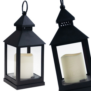 LED Lantern <b>Lamp</b> Black for Home Garden <b>Battery</b> Lighting Balcony Terrace - Product Image 1