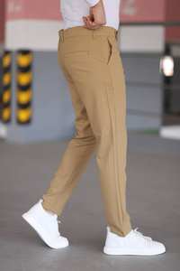 Pantalon Homme Bleu Marine Coupe Régulière Imperméable Stretch Décontracté Smart Office Taille Elastique Fermeture Éclair Braguette Plat Droit Coton Hip Hop - Product Image 2