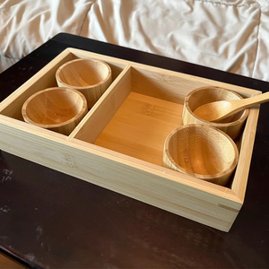 Disposable Bamboo Spa <b>Tray</b> with 4 Slots Essential <b>Oil</b> Serving <b>Tray</b> Pedicure Spa <b>Tray</b> for Home Use - Product Image 5
