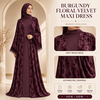 Ensemble Abaya Modeste Personnalisé pour Femme avec Robe Intérieure à Col Montant et Manches en Dentelle, Tissu Nida Coréen pour Marques de Mode Musulmane
