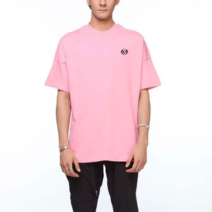 Camisetas de gran tamaño para hombre de Color rosa de alta calidad Camiseta de gran tamaño con logotipo personalizado de peso pesado de alta calidad - Product Image 3